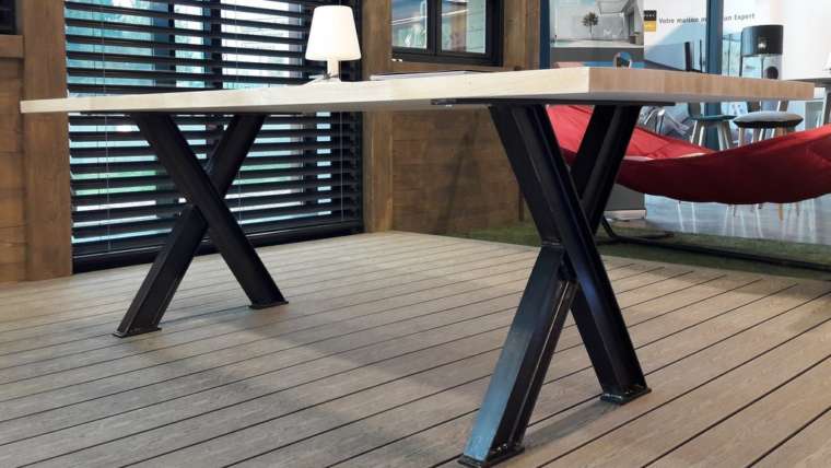 Table pieds en IPE – plateau hêtre